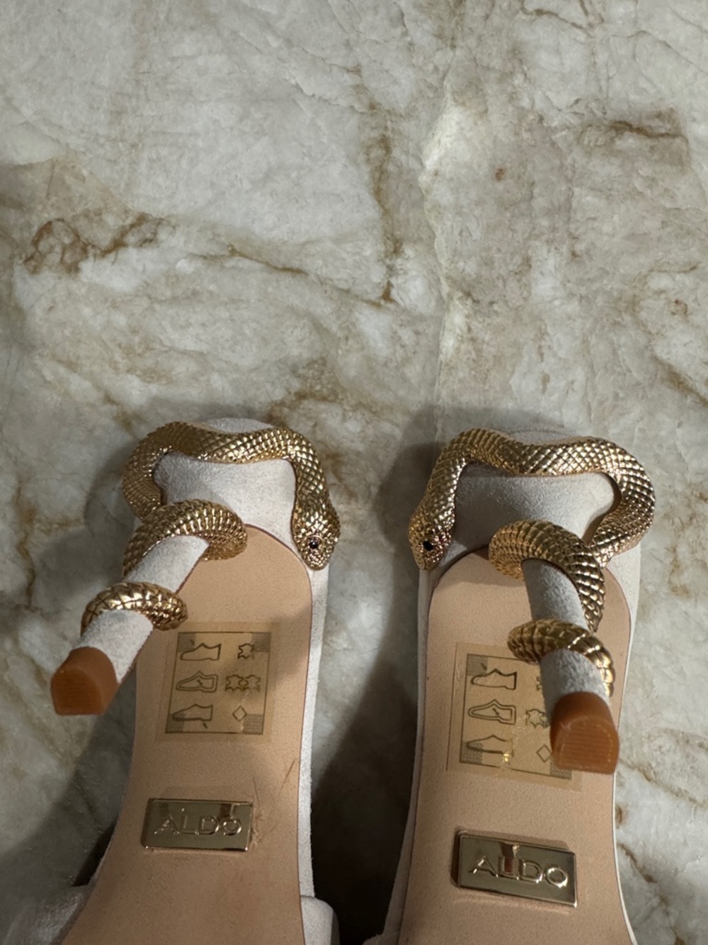Aldo Seashella Cream Suede Pointed-Toe Heeled Mules- Women's Size 7.5 NEW - Picture 8 of 11